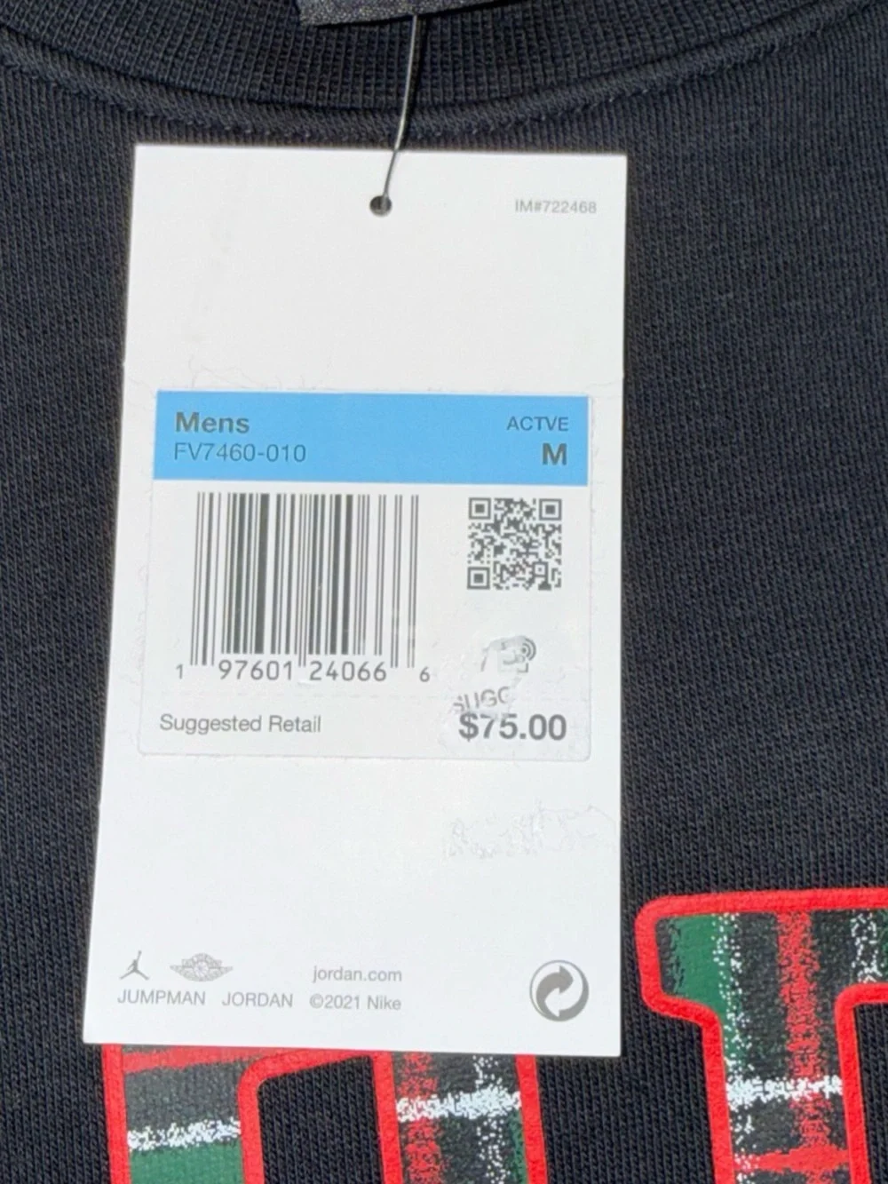 Jordan Black Crewneck Sweatshirt with Red Trim Logo